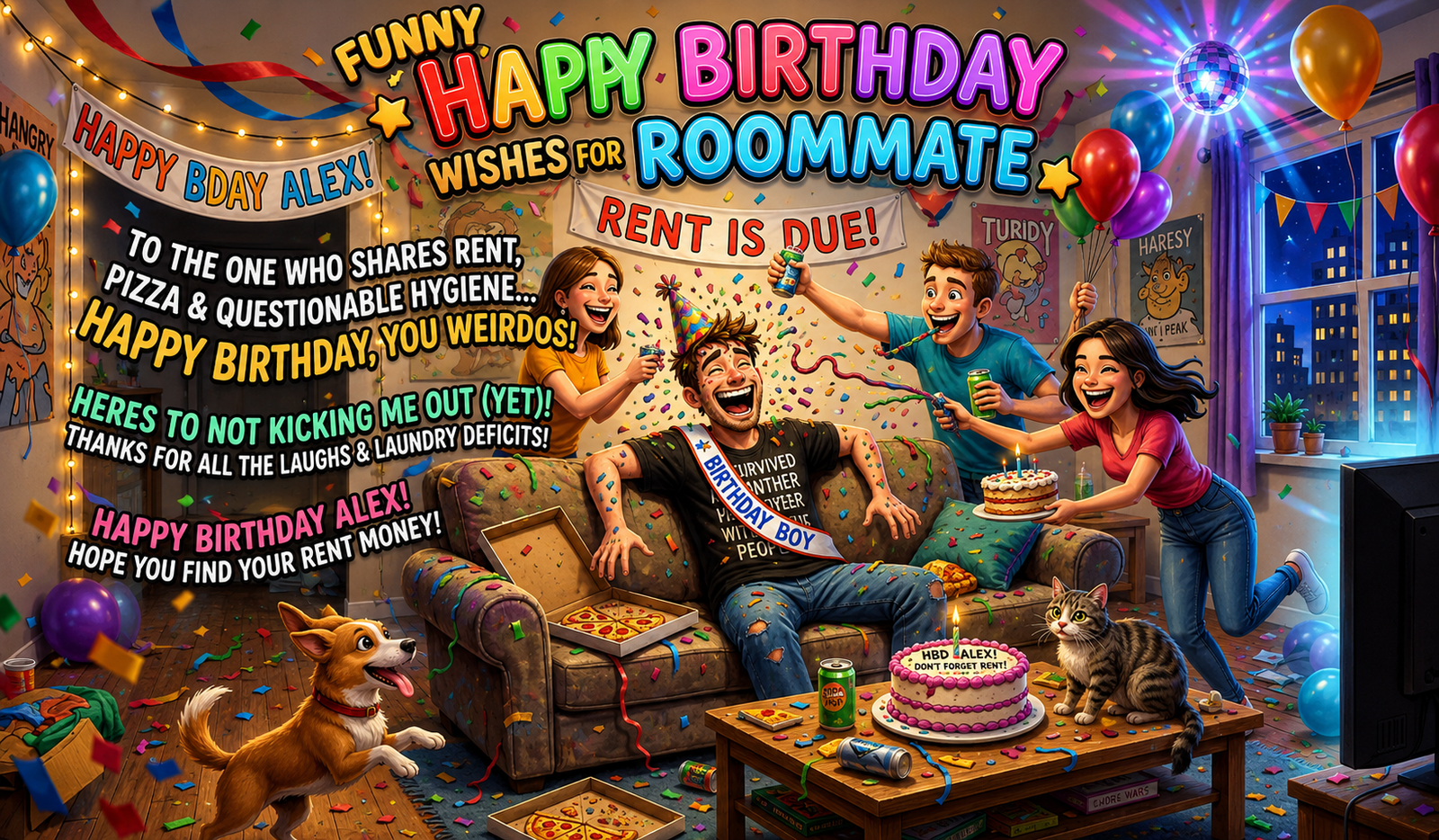 Funny Happy Birthday Wishes for Roommate
