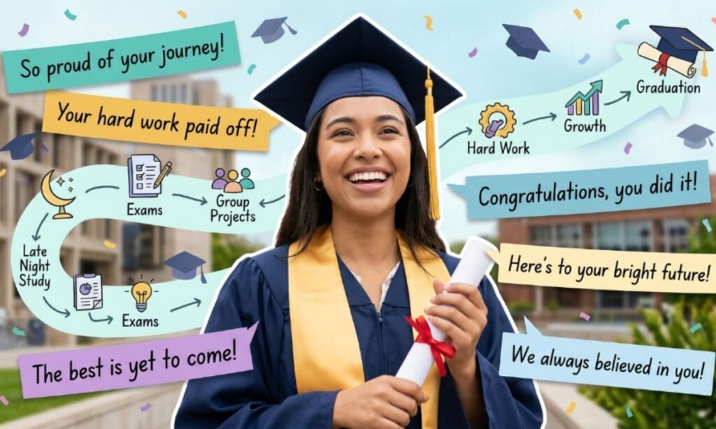 One-Line Messages That Celebrate Her Graduation Journey