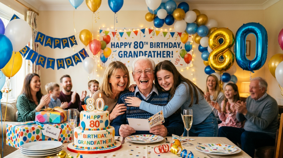 🎈 80th Happy Birthday Wishes for Grandfather