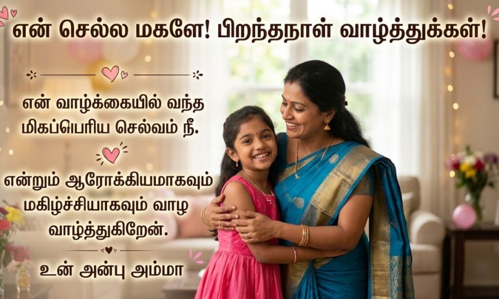 Heart Touching Birthday Wishes for Daughter from Mother in Tamil